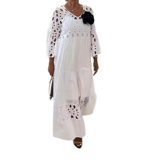 Damen Maxikleid mit floralem Cut-Out-Design