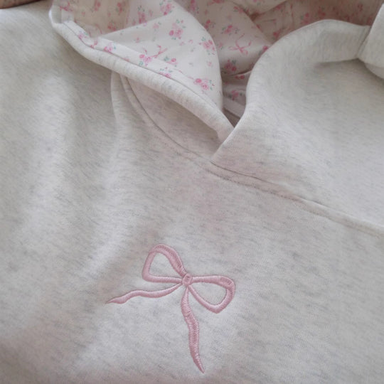 Damen-Hoodie mit floralem Stickdesign und bedrucktem Kapuzenfutter Shop Nory