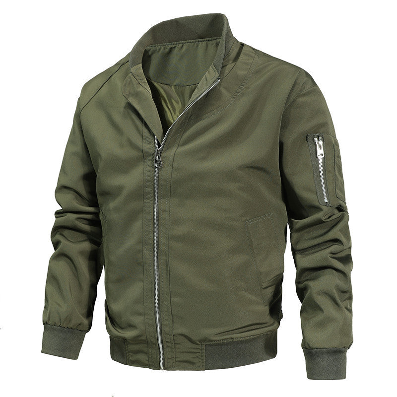 Herren Leichter urbaner Bomber mit Stehkragen, Reißverschluss-Ärmeltasche und Rippbündchen Shop Nory