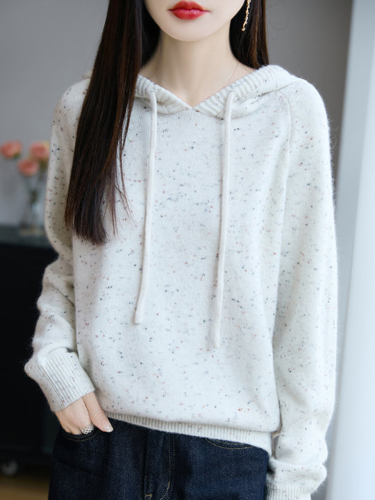 Damen Weicher Feinstrick-Kapuzenpullover mit Nep‑Garn und gerippten Bündchen Shop Nory
