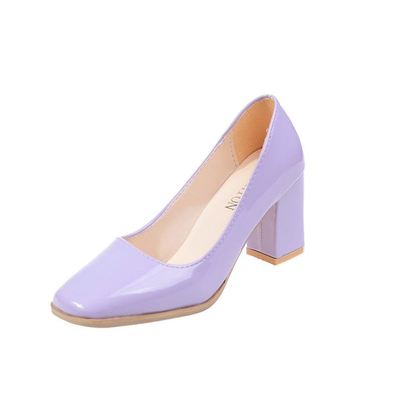 Damen elegante Pumps mit quadratischer Zehenkappe und hohem Blockabsatz