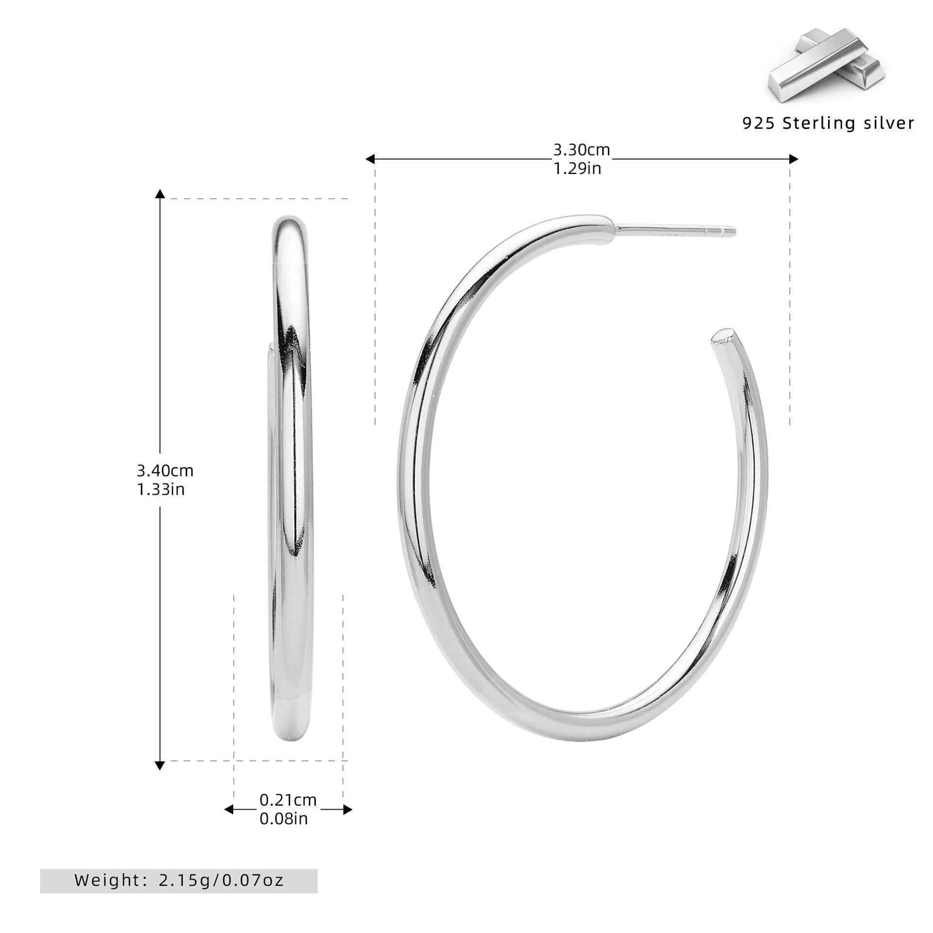 Damen Creolen Ohrstecker aus hochwertigem 925 Sterling Silber mit elegantem, geschwungenem Design Shop Nory