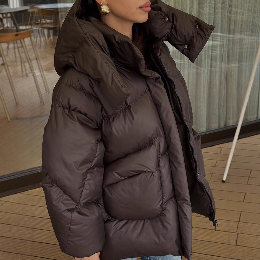 Damen Oversize Steppjacke mit hohem Schalkragen und wattierter Füllung Shop Nory