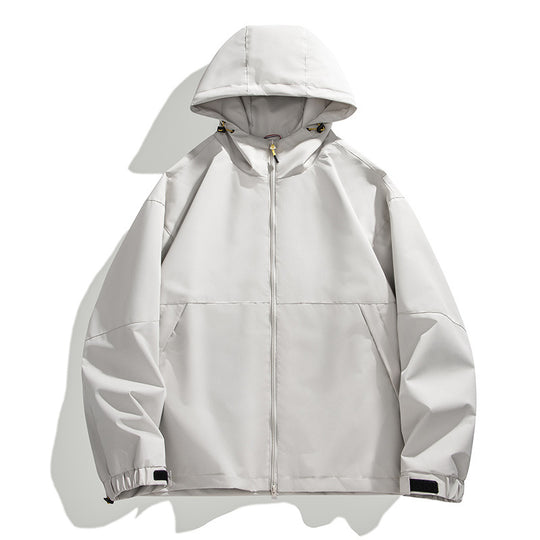 Herren Leichte Urban-Softshell Kapuzenjacke mit minimalistischer Nahtführung und verdecktem Reißverschluss Shop Nory