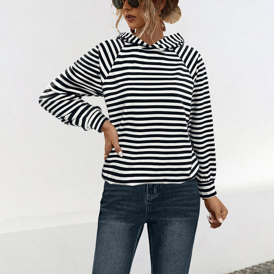 Damen Kapuzensweatshirt mit gestreiftem Design und modernem Schnitt