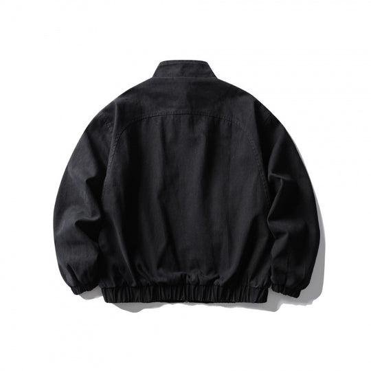 Unisex Kastenförmige Zip-Blousonjacke aus Canvas mit Stehkragen, schrägen Reißverschlusstaschen und elastischem Saum Shop Nory