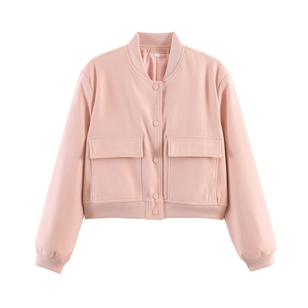Damen Kurz geschnittene Utility‑Bomberjacke mit großen Klappentaschen und Rippbündchen Shop Nory