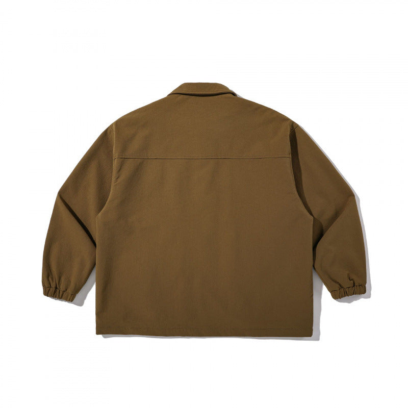 Unisex Kastenförmige Utility-Hemdjacke mit Mehrfach-Pattentaschen und Druckknopfverschluss Shop Nory