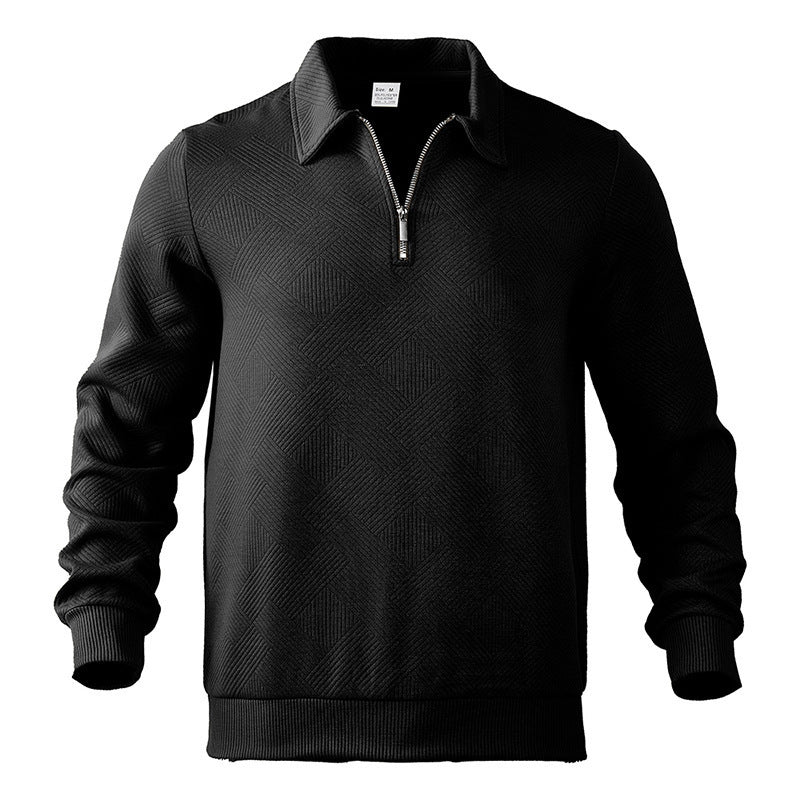 Herren nan strukturierter Troyer-Pullover mit Reißverschluss und Hemdkragen Shop Nory
