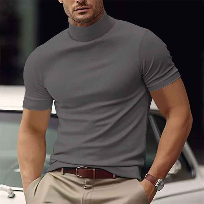 Herren Kurzarm Turtleneck T-Shirt