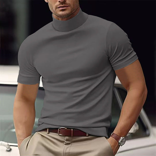 Herren Kurzarm Turtleneck T-Shirt