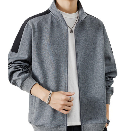 Herren Leichte Zip‑Trainingsjacke im Minimalstil mit Stehkragen und Kontrastpaspel Shop Nory