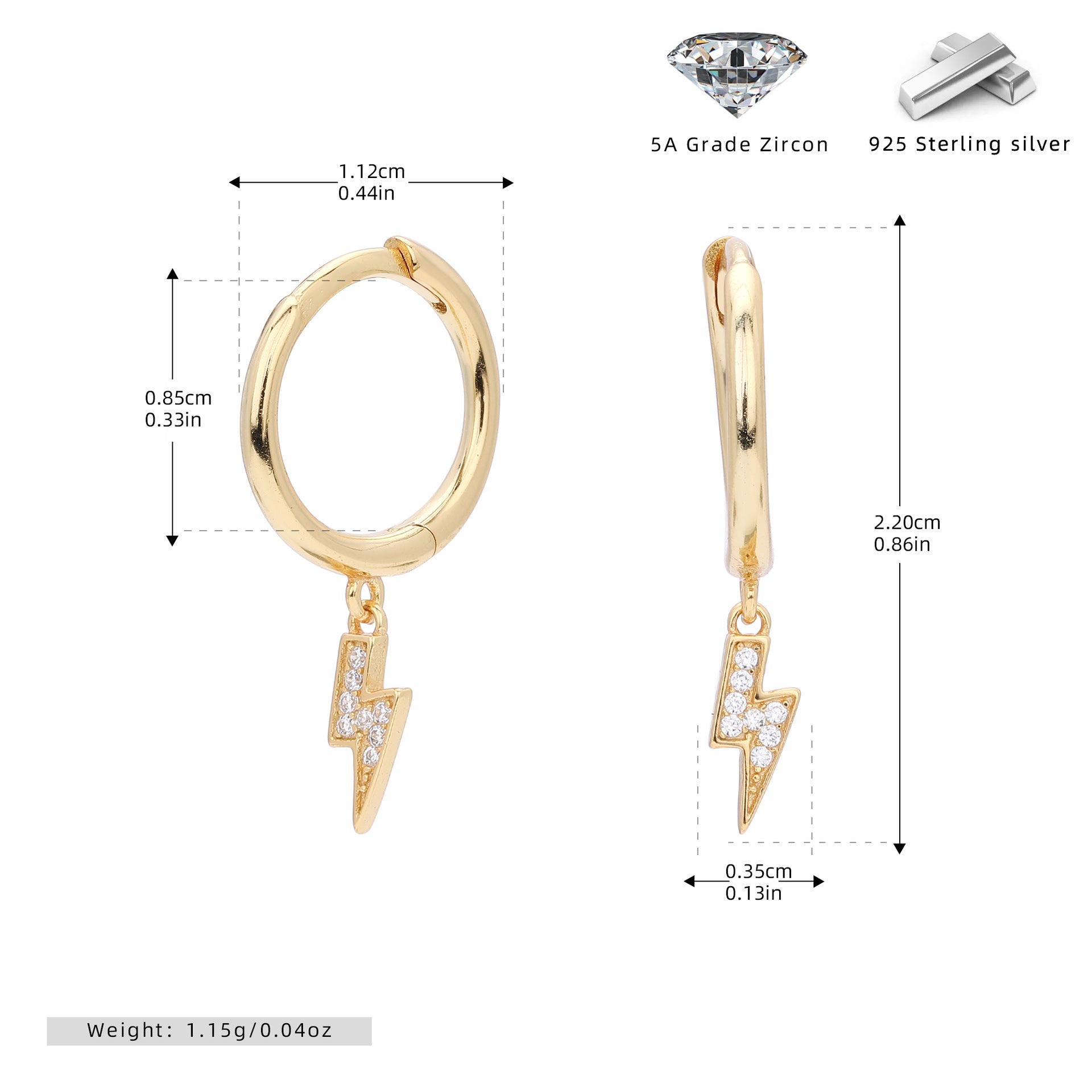 Damen Ohrhänger mit zeitgenössischem Blitzdesign aus 925 Sterling Silber Shop Nory