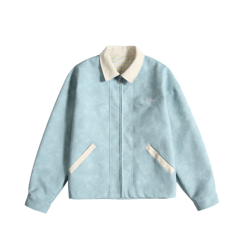 Damen Oversize Wildleder‑Optik Bomberjacke mit Cordkragen und verdecktem Reißverschluss Shop Nory