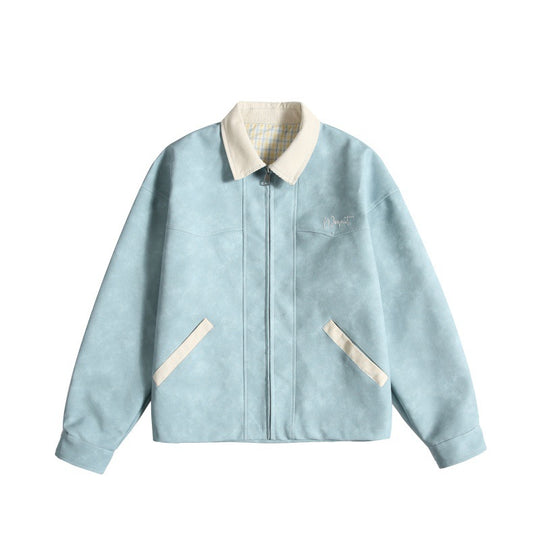 Damen Oversize Wildleder‑Optik Bomberjacke mit Cordkragen und verdecktem Reißverschluss Shop Nory