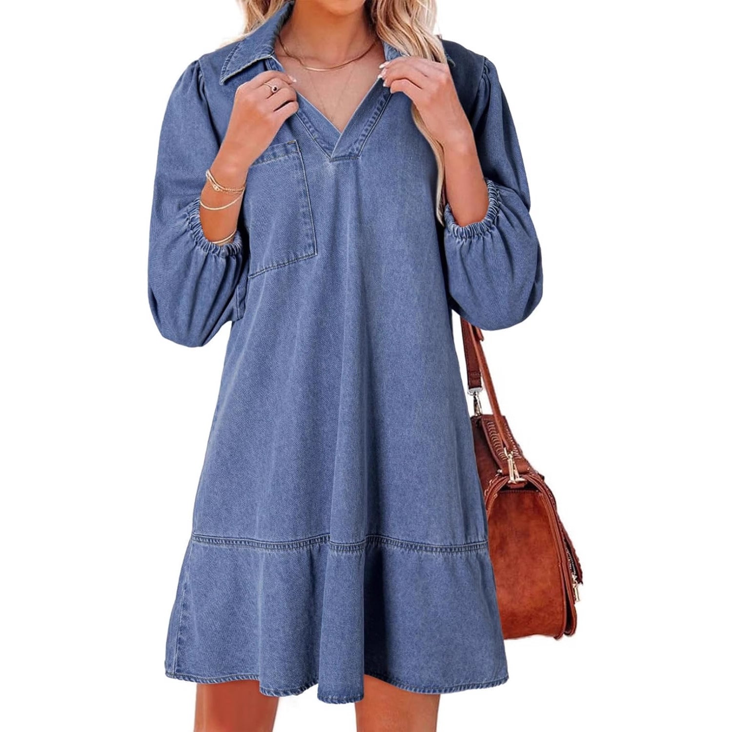 Damen Denim Kleid im lässigen Schnitt Shopnory