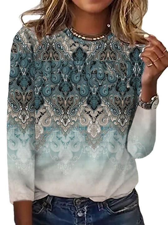 Damen Langärmeliges Oversize-Sweatshirt mit abstraktem Aquarell-Mosaikprint Shop Nory