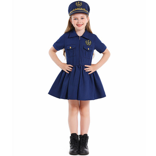Mädchen Polizeikostüm mit Kleid und Mütze Shop Nory