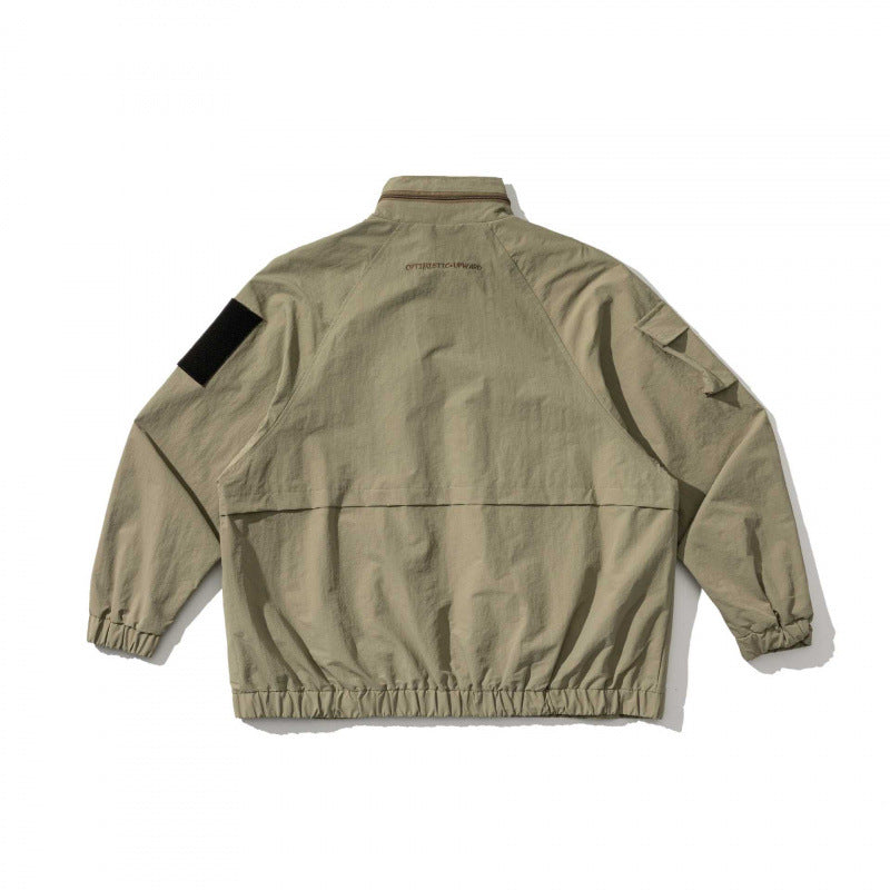 Unisex Oversize-Utility-Jacke mit Multifunktionstaschen, hohem Stehkragen und elastischem Saum Shop Nory