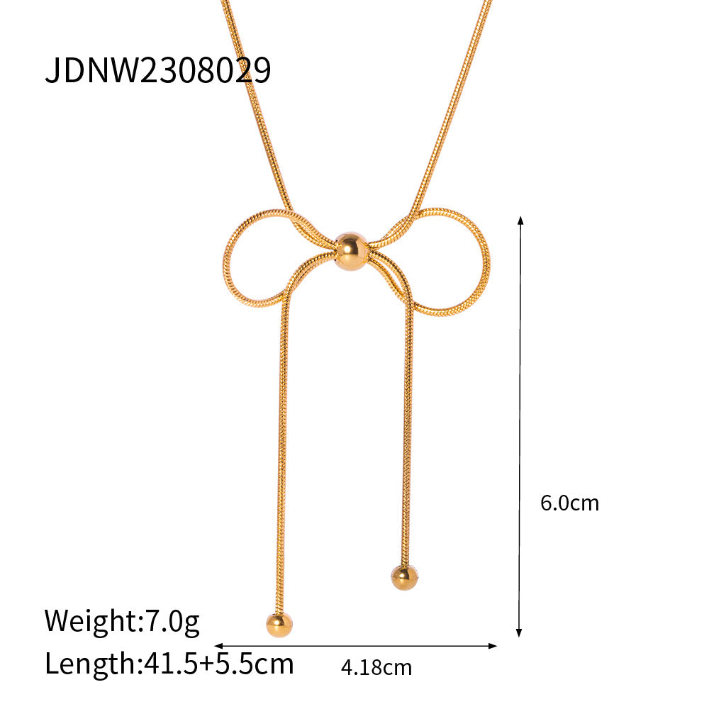 Damen Halskette mit verspieltem Schleifen-Design und eleganten Edelstahl-Details Shop Nory