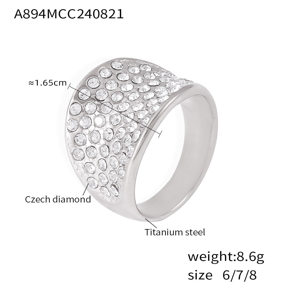 Damenring aus Titanstahl mit tschechischen Diamanten Shop Nory