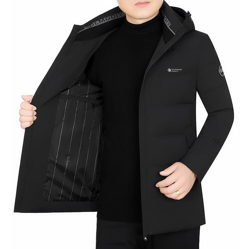 Herren Wattierter City-Mantel mit Kapuze, nahtlosem Minimaldesign und winddichter Performance-Außenhaut Shop Nory