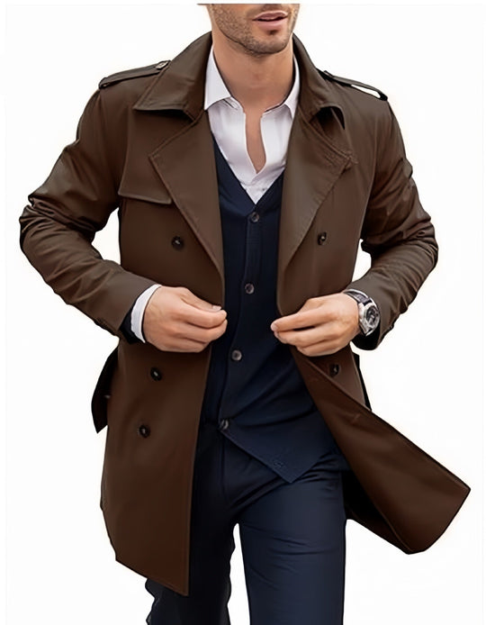 Herren Eleganter Trenchcoat mit klassischem Schnitt und praktischen Taschen