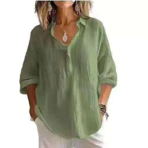 Damen Leichte Leinenbluse