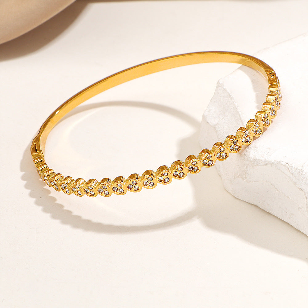 Damen Kristallverzierte Gold Armreif Bracelet Shop Nory