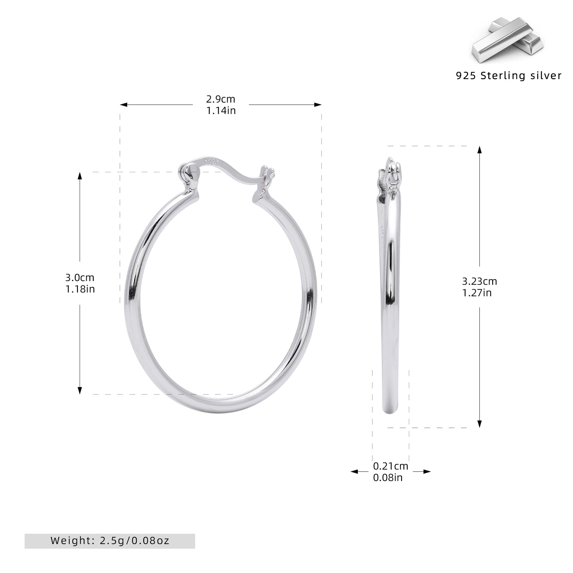 Damen Creolen aus 925 Sterling Silber mit elegantem, geschwungenem Design Shop Nory