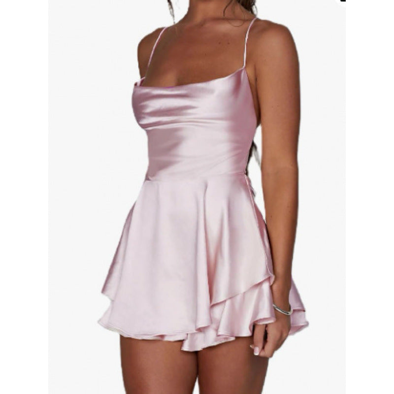 Damen-Minikleid mit sexy Schnitt, fließendem Rock,