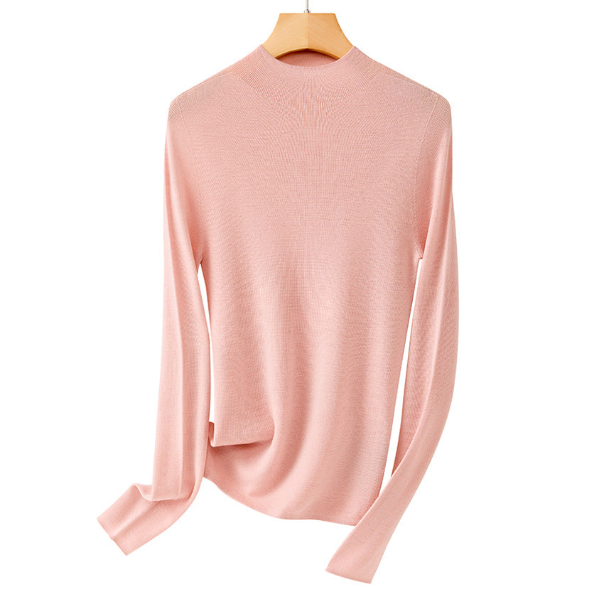 Damen Feinstrick-Longsleeve mit kurzem Stehkragen und schlanker Silhouette Shop Nory