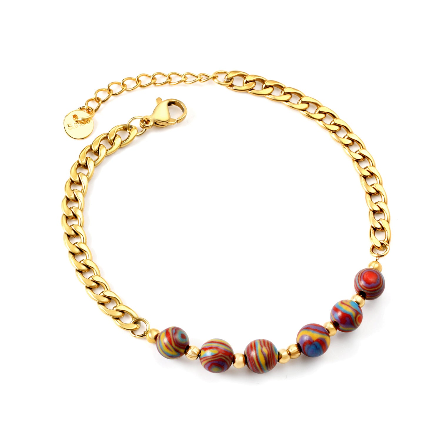 Damen Armband mit glänzender Gliederkette und elegantem Zebra-Muster Shop Nory