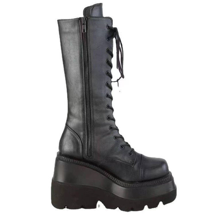 Damen Schnürstiefel im Urban-Style mit stabiler Sohle