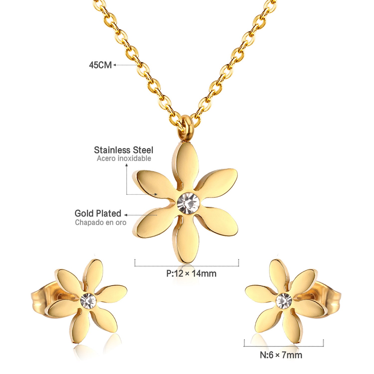 Damen Schmuckset mit elegantem Blumenanhänger und passenden Ohrsteckern Shop Nory