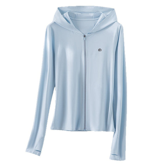 Damen Ultraleichte UV-Schutz-Kapuzenjacke mit durchgehendem Reißverschluss und Daumenschlaufen Shop Nory