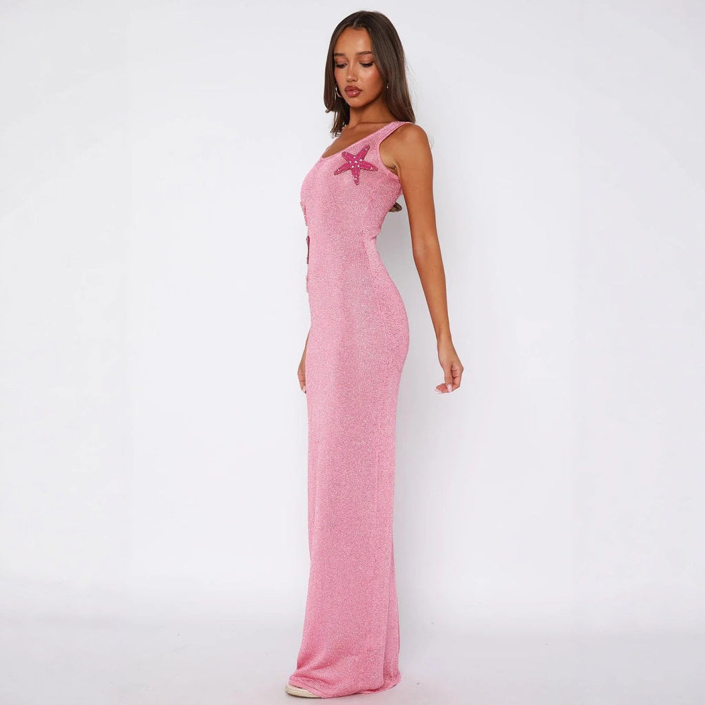 Damen Funkelndes Maxikleid mit Muschel-Applikationen Shopnory
