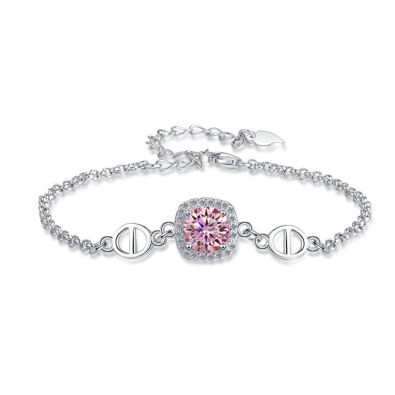Damenarmband mit strahlend gelbem Kristall und funkelndem Zirkonia-Rahmen Shop Nory