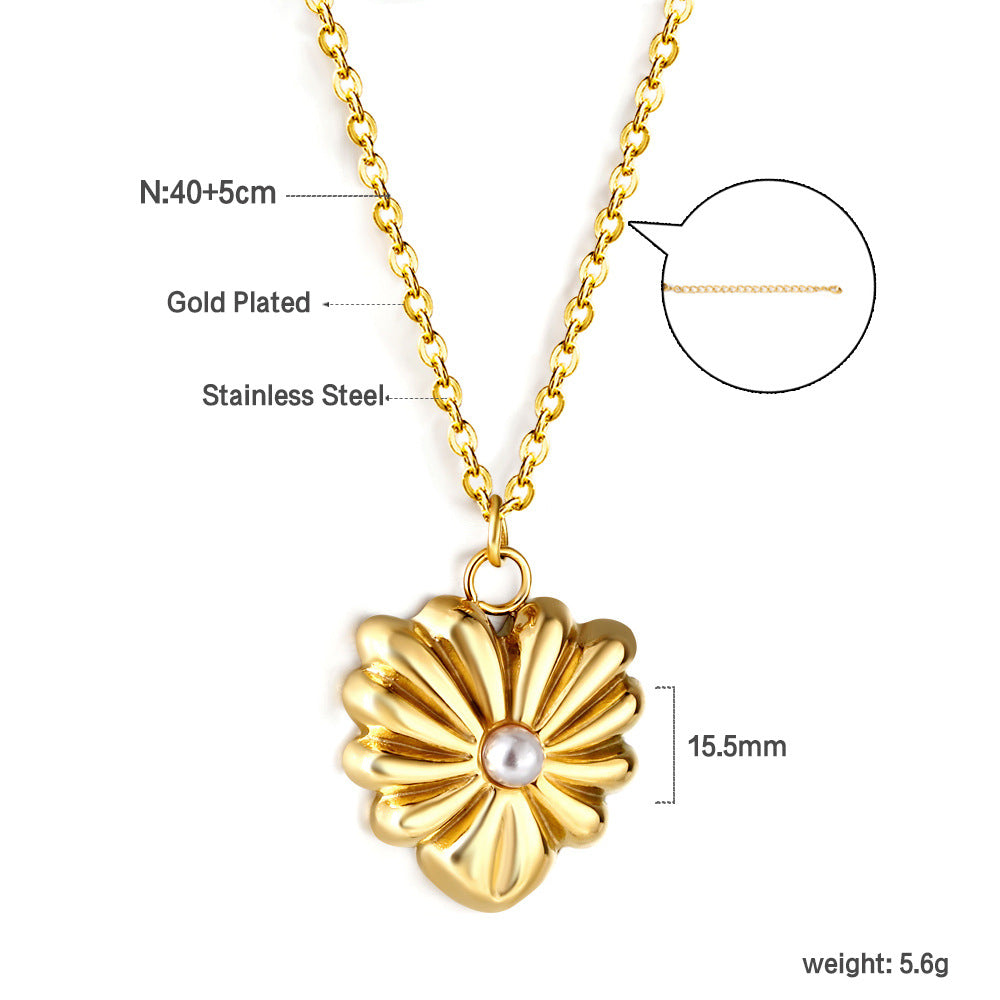 Damen elegante Halskette mit funkelndem Anhänger aus Edelstahl und goldplattierter Kette Shop Nory