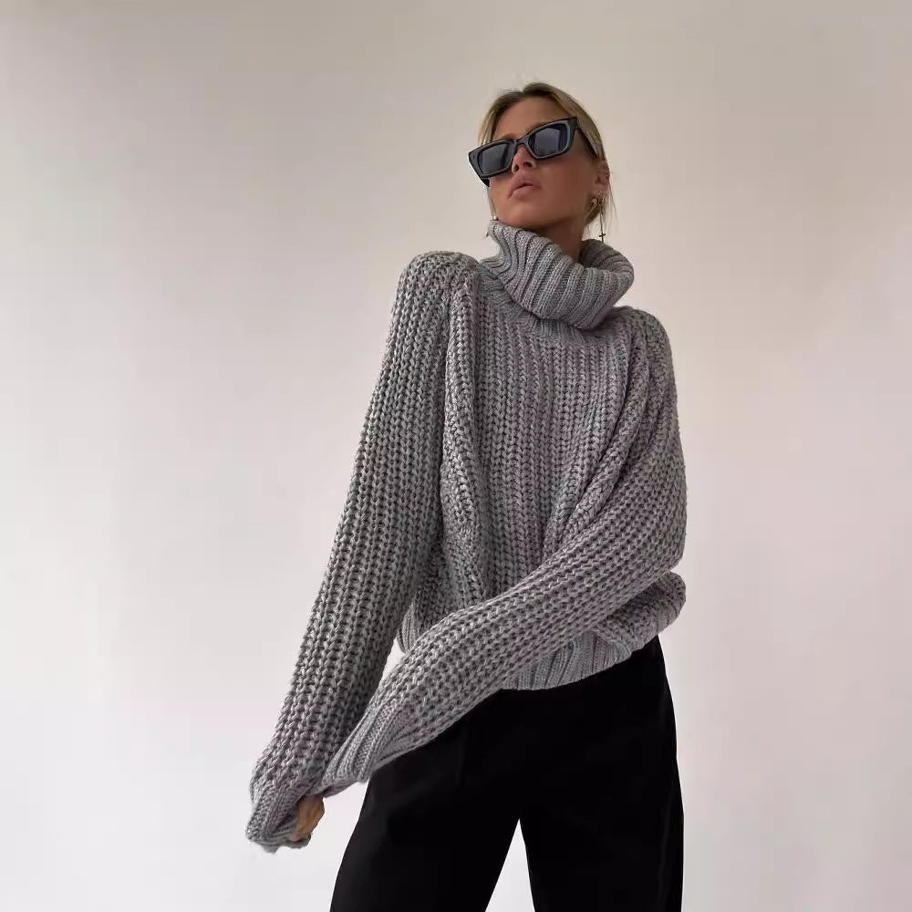 Damen Oversized Grobstrick-Pullover mit Rollkragen und weitem Schnitt Shop Nory