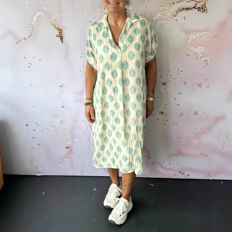 Damen Hemdblusenkleid mit einzigartigem Muster und lässigem Schnitt