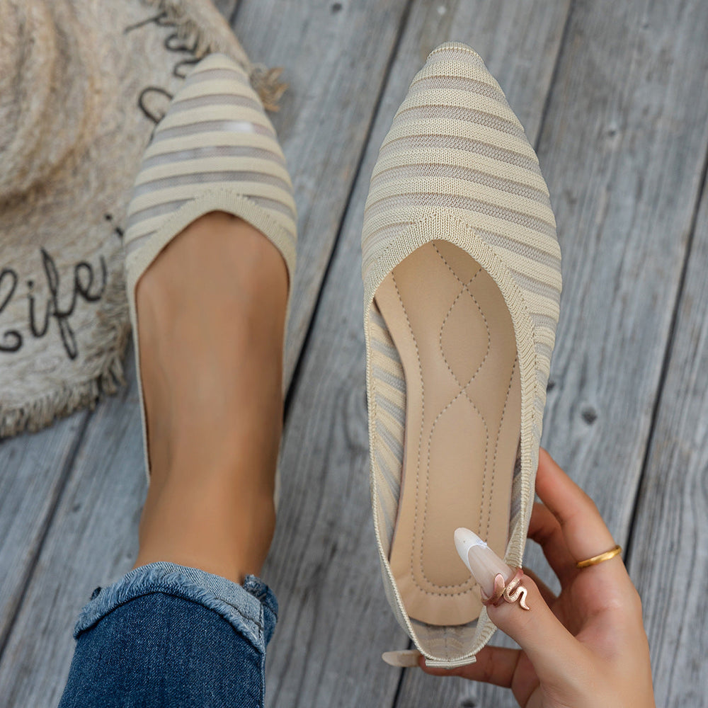 Damen spitze Ballerinas mit strukturiertem Obermaterial