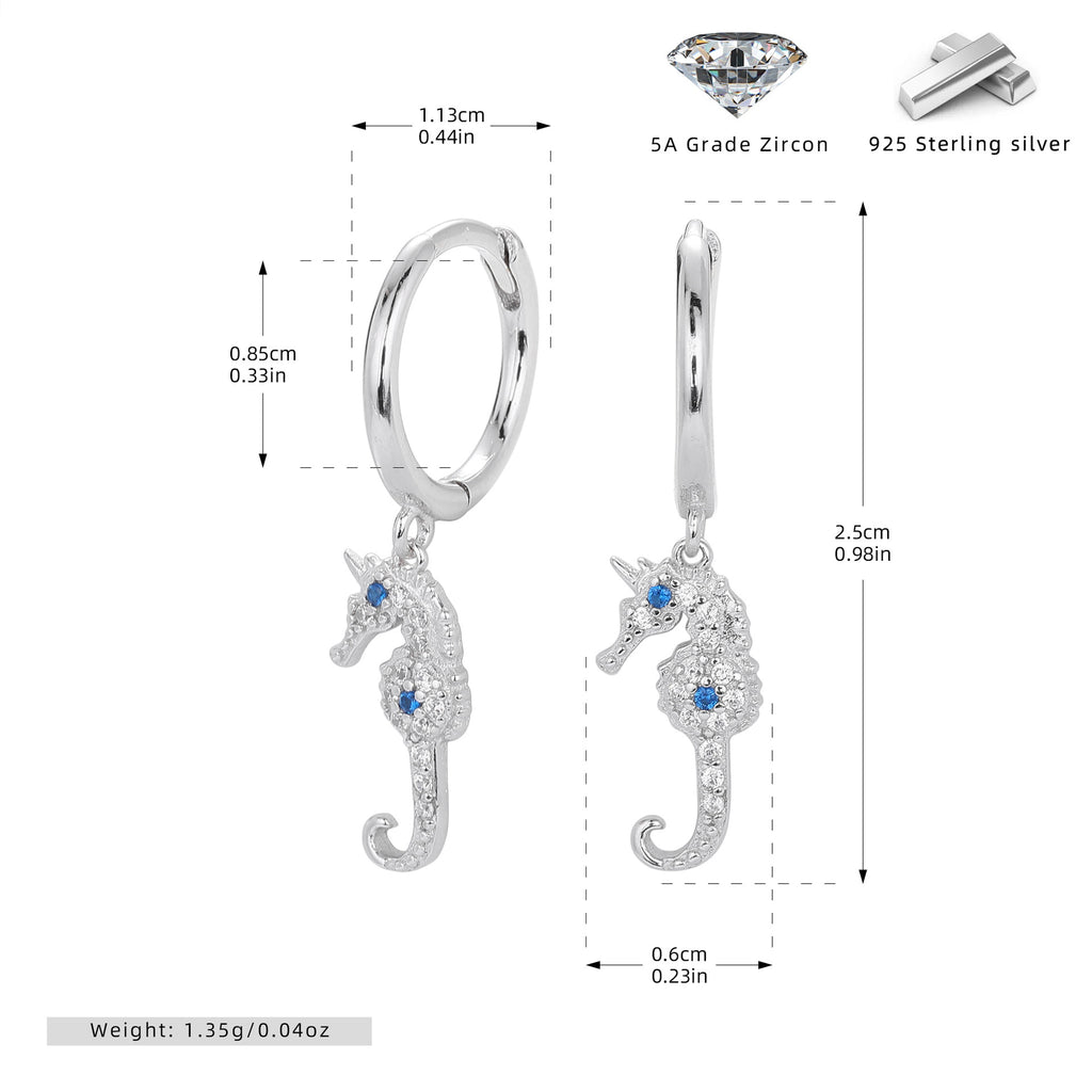 Damen Ohrhänger mit filigranem Seepferdchen-Design aus hochwertigem 925 Sterling Silber Shop Nory