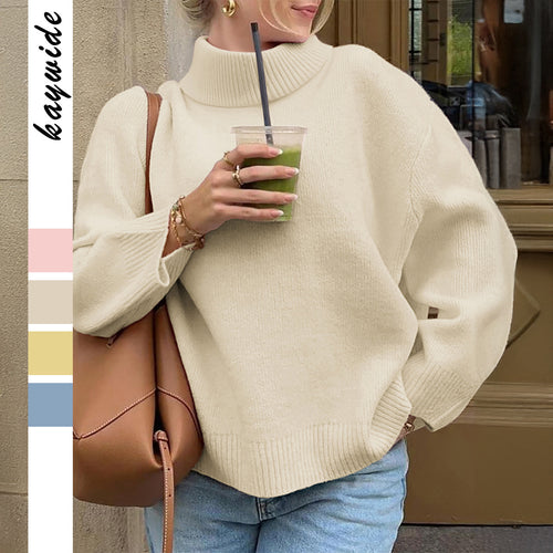 Damen nan oversize Rollkragenpullover mit breitem Rippkragen, voluminösen Ballonärmeln und verlängertem Bündchen Shop Nory
