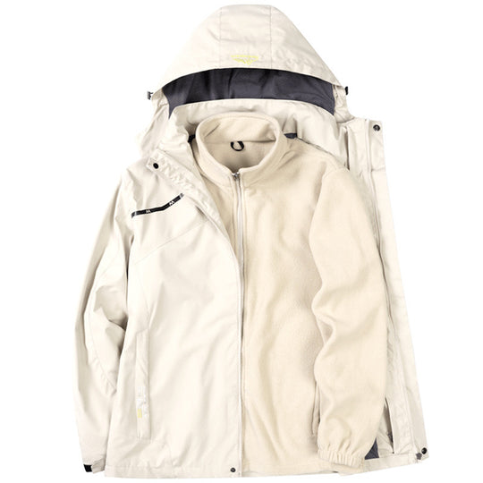Herren zweilagige wasserdichte Outdoorjacke mit Fleecekragen und Kapuze Shop Nory