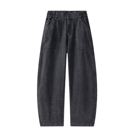 Damen Utility-Denimhose mit hoher Taille, extra weitem Bein und aufgesetzten Taschen Shop Nory