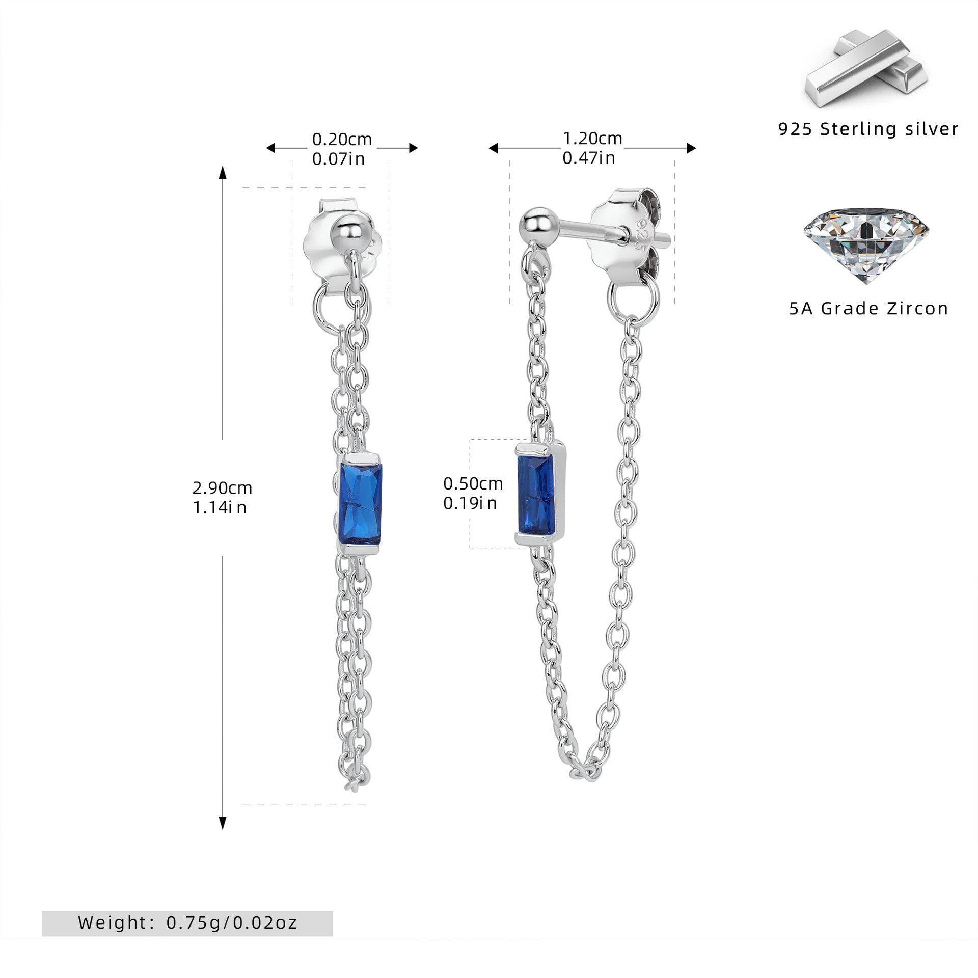 Damen Ohrringe mit luxuriösen Zirkonanhängern aus 925 Sterling Silber Shop Nory
