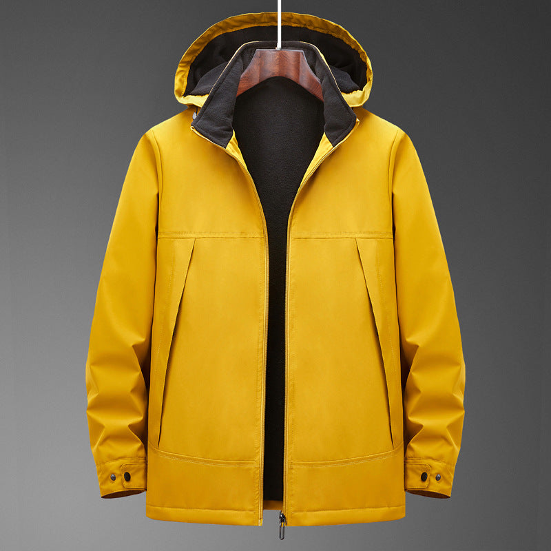Herren Wasserabweisende Multitaschen-Jacke mit Kapuze und Fleece-Innenfutter Shop Nory