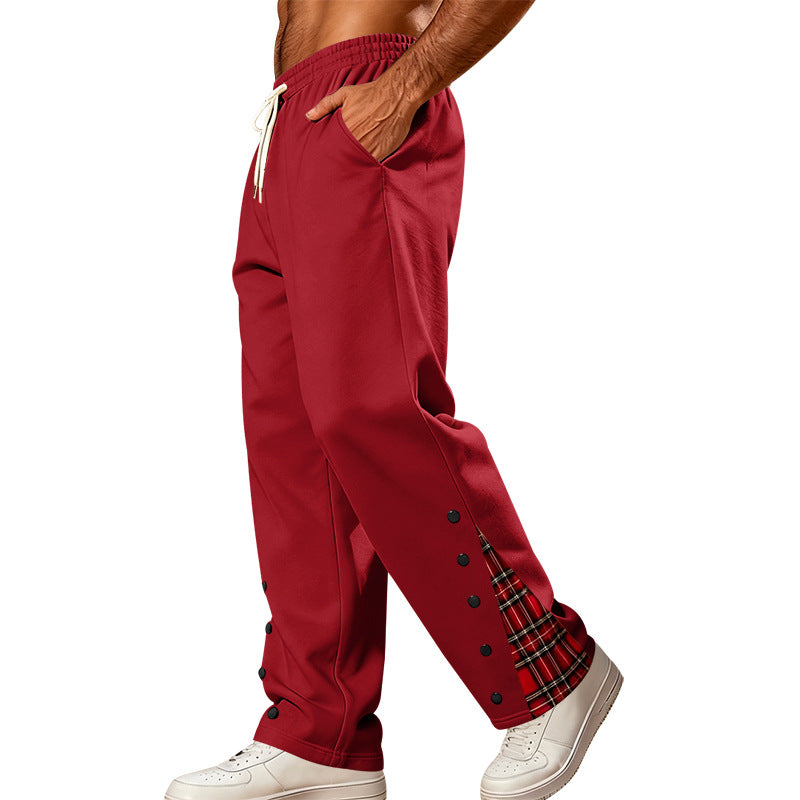Herren Lockere Jogginghose mit Karo‑Einsatz und Druckknopf‑Details Shop Nory