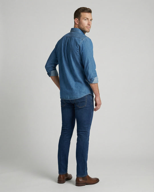 Herren Langarmhemd Jeans Regular Fit